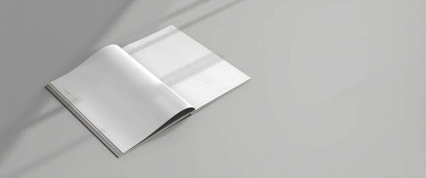 Gray background featuring business card, brochure magazine, and white paper isolated on gray surface