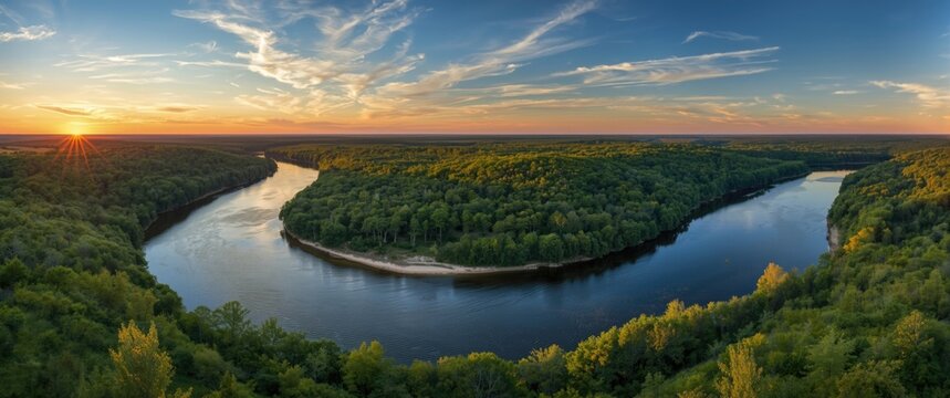 Kinnickinnic State Park in Wisconsin showcasing the confluence of Kinnickinnic and St. Croix rivers and delta in late summer