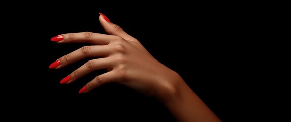 Stylish nails manicure featuring woman, design, fashion, art, hand, girl, beauty, black background