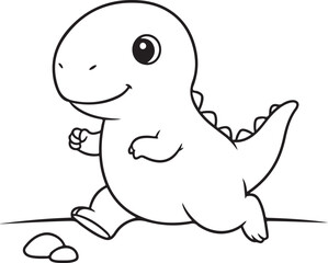 Fototapeta premium Dinosaur coloring page for kids and adults