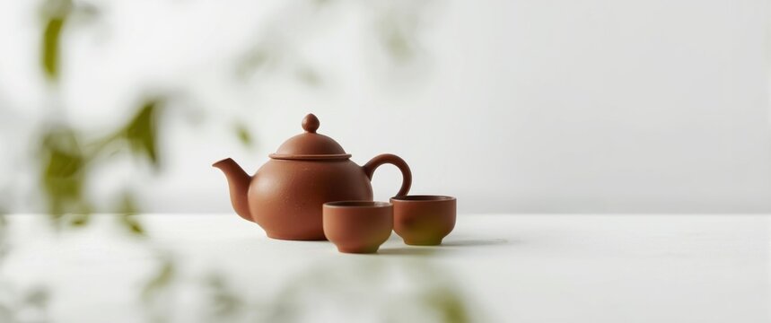 Blurry image of a teapot collection