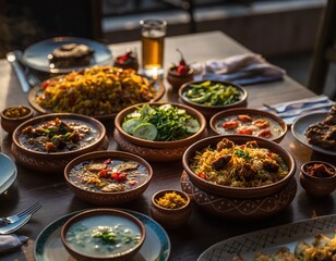 A Feast of Delicious Indian Cuisine Served on a Table.