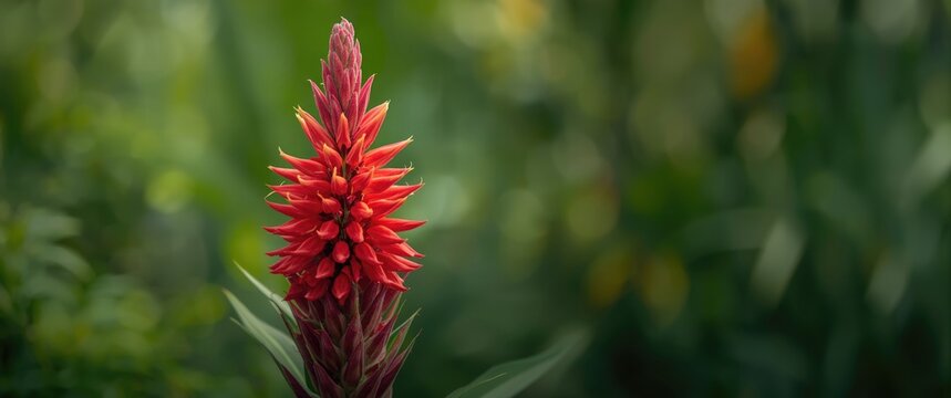 Red celosia flower captured in close-up view
