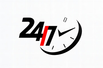 24/7 round-the-clock service icon symbolizing continuous availability and customer support.