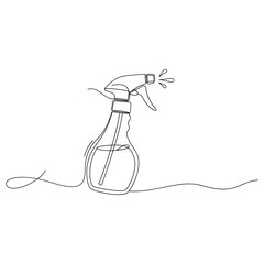 Obraz premium Single-line drawing of spray bottle dispensing liquid. No editable strokes