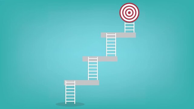 Path to achieve success and goals in business career. Achieving goals or objectives.	