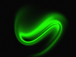 Abstract glowing green swirl on a dark background, representing energy or light