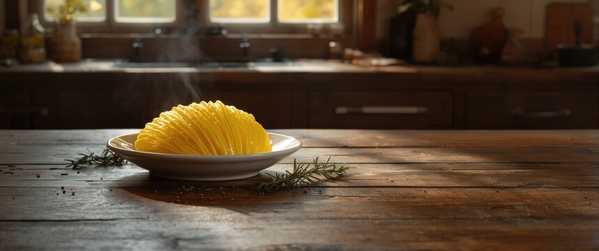 Yellow patisson marinated in a plant-based dish