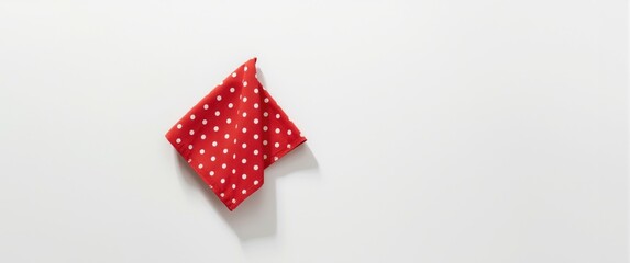Obraz premium Polka dot pattern on red napkin or fabric isolated on white, with kitchen utensils and tableware theme