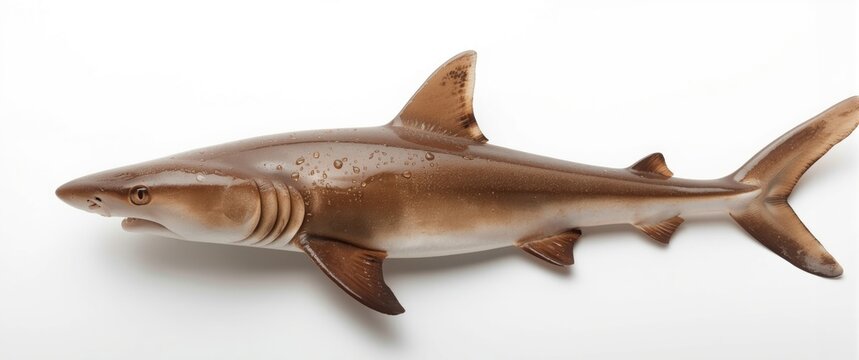 Isolated fresh shark on white backdrop