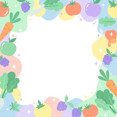 Vibrant Fruit and Vegetable Border With Pastel Colors And Ample Copy Space For Design Elements
