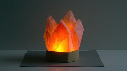 A paper lantern with orange flames.