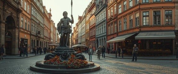 Historic Neptune Statue Located Gdansk