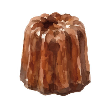 Watercolor-style cannel&eacute; illustration／カヌレ・スイーツ