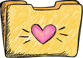 Colorful  crayon marker hand drawn folder icon 
