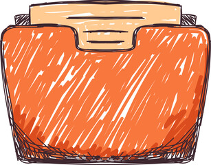 Colorful  crayon marker hand drawn folder icon 