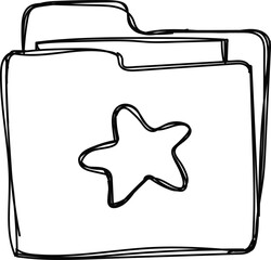 Colorful  crayon marker hand drawn folder icon 