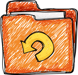 Colorful  crayon marker hand drawn folder icon 