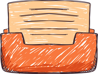 Colorful  crayon marker hand drawn folder icon 