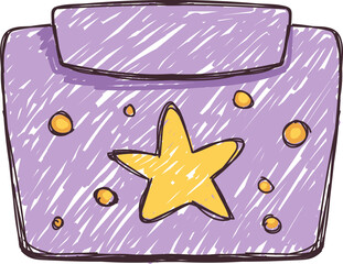 Colorful  crayon marker hand drawn folder icon 