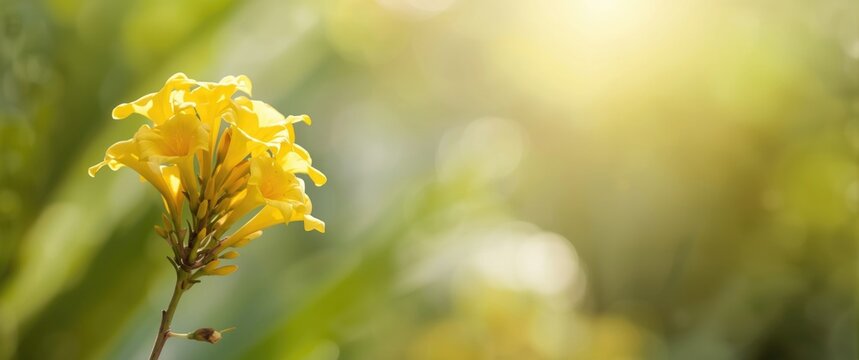 Tecoma stans (Yellow Bell): Small trees or shrubs featuring trumpet-shaped flowers in bouquets, 2-5 meters in height, with 5-petaled sepals