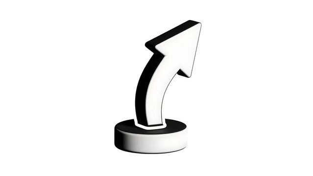 3D Curved Arrow Upward Directional Icon Illustration - Powered by Adobe