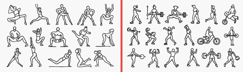 Fototapeta premium People Daily Activity Routine Illustration Set, Hand Drawn Lifestyle Scene Sketch Art Design, Everyday Life Doodle Character Vector Clipart, Human Activity Drawing Bundle Graphics Stock, Daily Routine