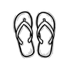 Sketch of flip-flops in black outline style on white background  