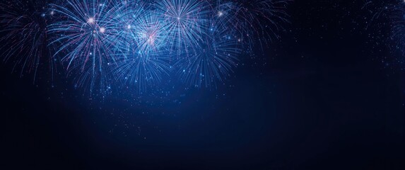 Celebratory abstract blue fireworks backdrop