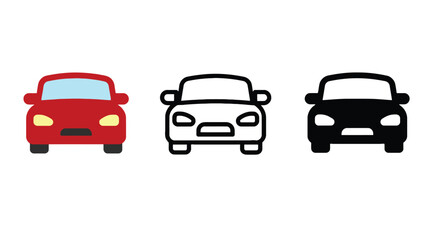 Obraz premium Three colorful cartoon cars in different colors on a white background