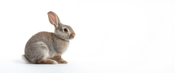 Obraz premium White background with a grey rabbit