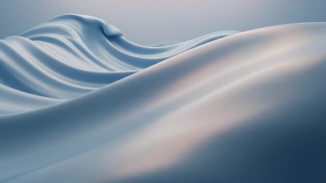 Abstract blue satin fabric waves, creating a smooth and elegant background texture.