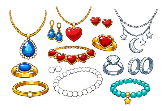 Colorful gold and silver jewelry collection with gemstones and charms.