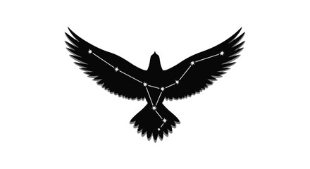 Obraz premium Mystical silhouette of a bird with outstretched wings, adorned with a celestial constellation pattern, symbolizing freedom and the cosmos.