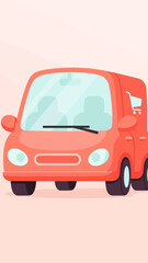 Vibrant Red Delivery Van Illustration Depicting Online Shopping Convenience and Swift Logistics