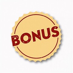 BONUS text written on red yellow round sticker stamp