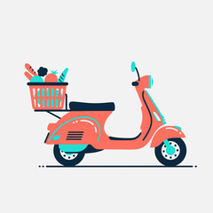 Vibrant Scooter Delivering Fresh Groceries with a Retro Aesthetic and Modern Style
