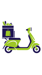 Vibrant Scooter Delivering Fresh Groceries with a Sustainable and Speedy Approach to Modern Living