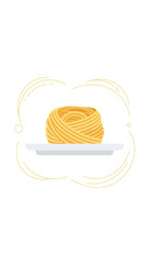 Vibrant Tagliatelle Nest on a Plate: A Minimalist Culinary Illustration for Gourmet Food