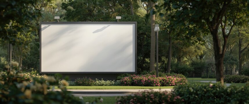 White billboard banner mock up for park or garden advertising
