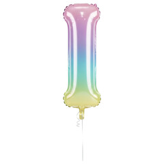 Obraz premium Colorful rainbow gradient alphabet foil balloon letter I on transparent background