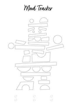 Minimal Mood Tracker Page with 31 Balance Elements for Daily Emotional Tracking and Mindfulness Practice