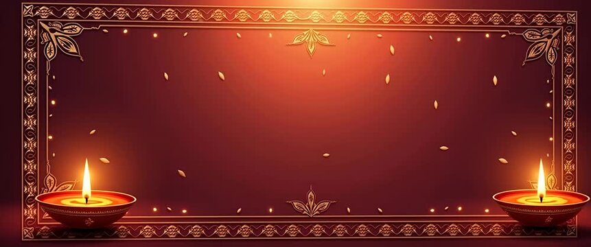 Candles flicker softly in an ornate frame, while the camera gently pans, capturing the serene ambiance of falling petals in a cinematic, elegant celebration scene.