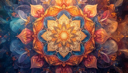 Vibrant Mandala Design with Floral Patterns.