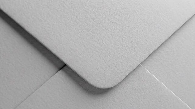 Elegant white envelope standing against a neutral grey background, perfect for invitations.