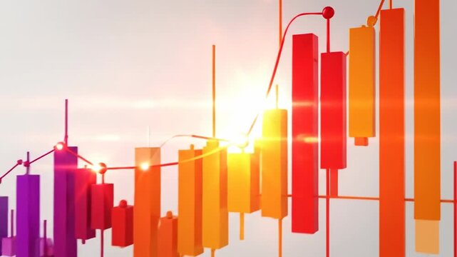 Colorful abstract financial chart showing growth and success in business markets.