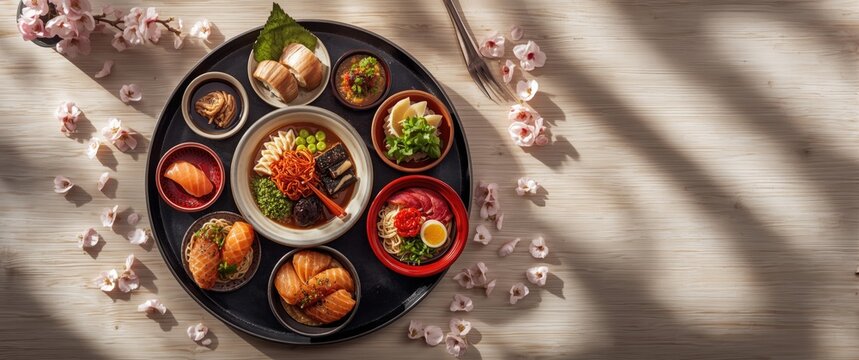 Still pictures of Japanese cuisine in gastronomy cooking