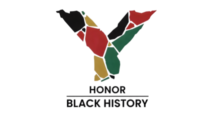 A colorful mosaic art piece forming a bird in flight with the words honor black history underneath on a transparent background
