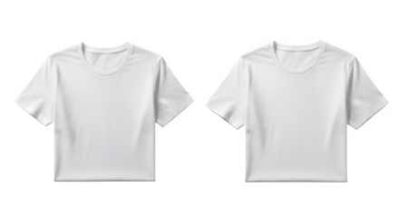 Two white t shirts isolated on transparent background