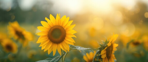 Obraz premium Sunflower blooms captured in a close-up, forming a beautiful display